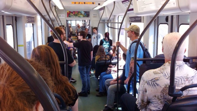 On board Phx light rail station 